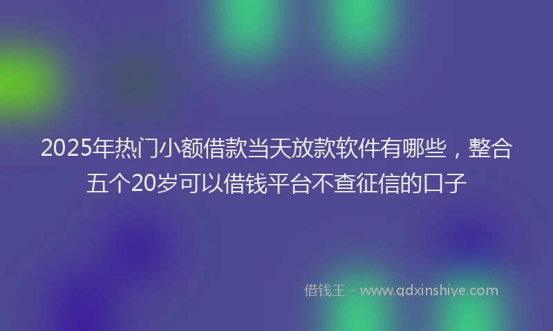 2025年热门小额借款当天放款软件有哪些，整合五个20岁可以借钱平台不查征信的口子