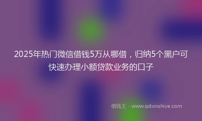 2025年热门微信借钱5万从哪借，归纳5个黑户可快速办理小额贷款业务的口子