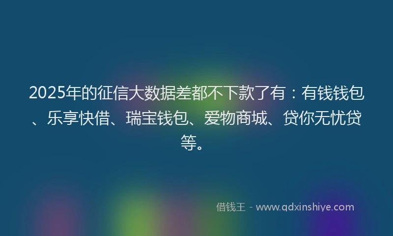2025年的征信大数据差都不下款了有：有钱钱包、乐享快借、瑞宝钱包、爱物商城、贷你无忧贷等。