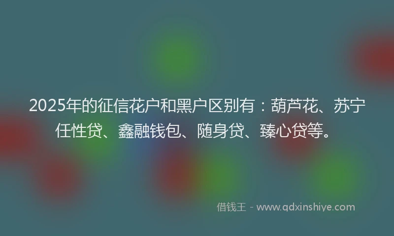 2025年的征信花户和黑户区别有：葫芦花、苏宁任性贷、鑫融钱包、随身贷、臻心贷等。
