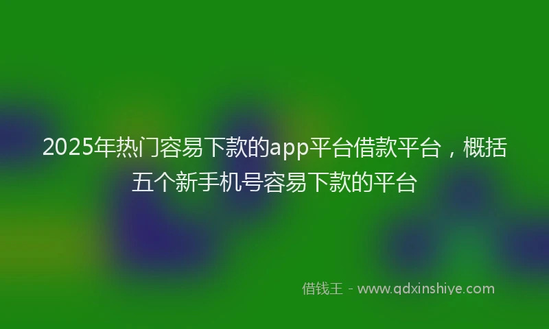 2025年热门容易下款的app平台借款平台，概括五个新手机号容易下款的平台