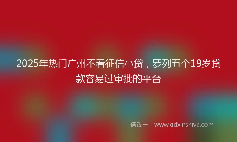 2025年热门广州不看征信小贷，罗列五个19岁贷款容易过审批的平台