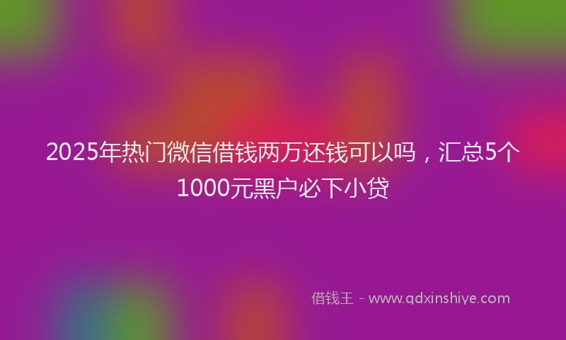 2025年热门微信借钱两万还钱可以吗，汇总5个1000元黑户必下小贷