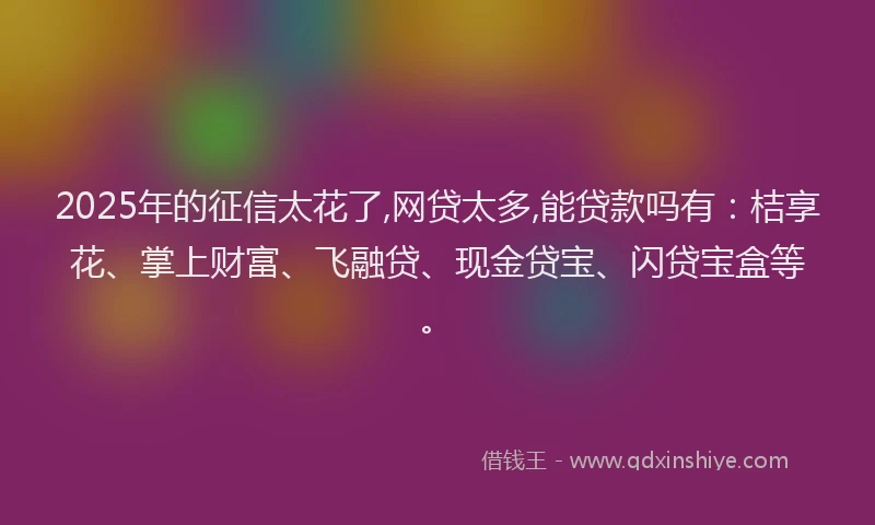 2025年的征信太花了,网贷太多,能贷款吗有：桔享花、掌上财富、飞融贷、现金贷宝、闪贷宝盒等。