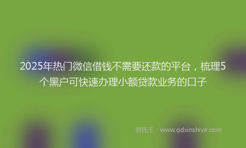 2025年热门微信借钱不需要还款的平台，梳理5个黑户可快速办理小额贷款业务的口子