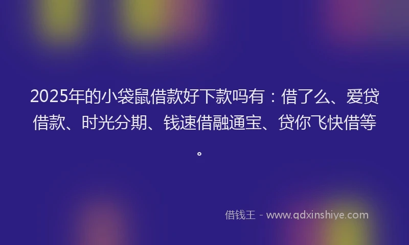 2025年的小袋鼠借款好下款吗有：借了么、爱贷借款、时光分期、钱速借融通宝、贷你飞快借等。