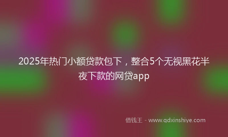 2025年热门小额贷款包下，整合5个无视黑花半夜下款的网贷app