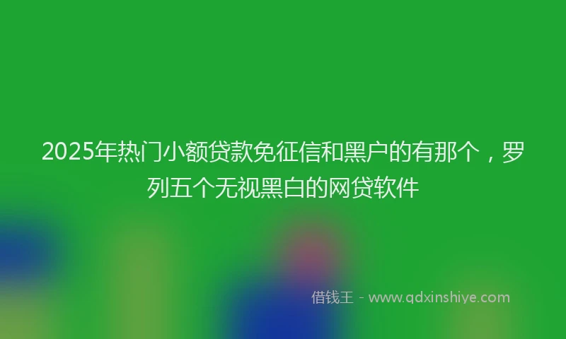 2025年热门小额贷款免征信和黑户的有那个，罗列五个无视黑白的网贷软件