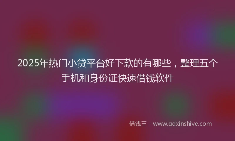 2025年热门小贷平台好下款的有哪些，整理五个手机和身份证快速借钱软件
