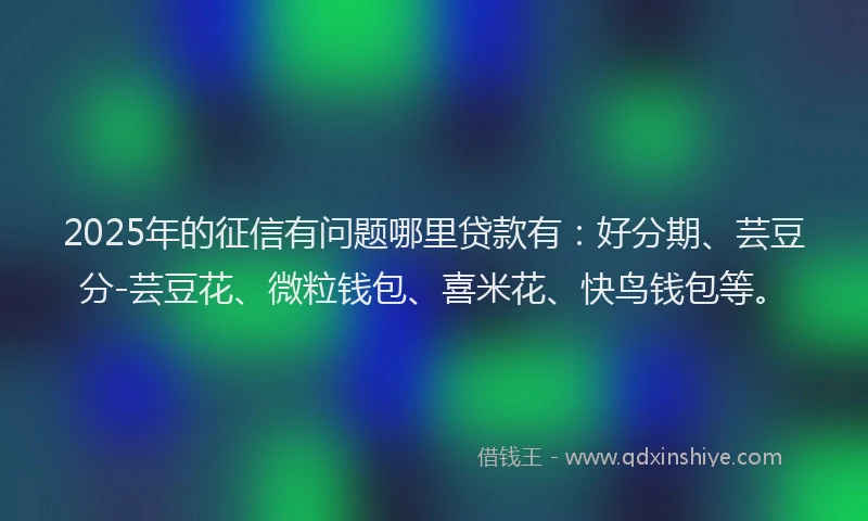 2025年的征信有问题哪里贷款有：好分期、芸豆分-芸豆花、微粒钱包、喜米花、快鸟钱包等。