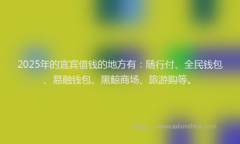 2025年的宜宾借钱的地方有：随行付、全民钱包、易融钱包、黑鲸商场、旅游购等。