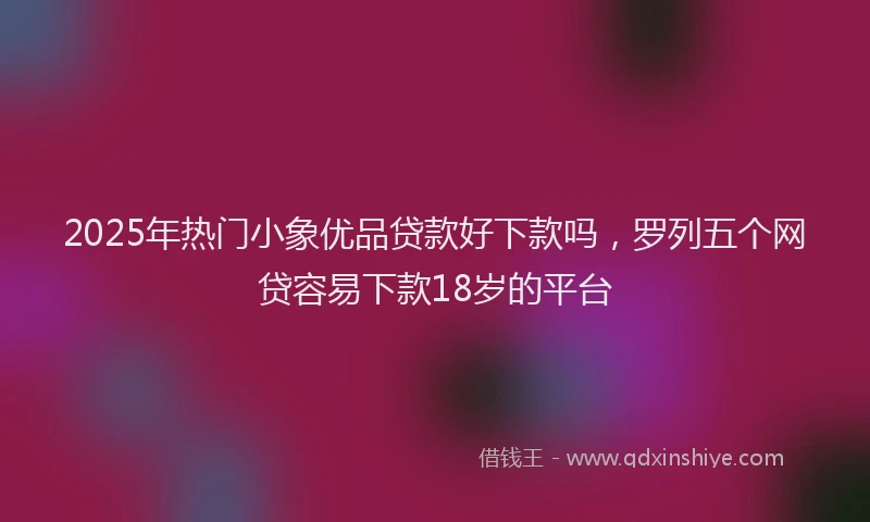 2025年热门小象优品贷款好下款吗，罗列五个网贷容易下款18岁的平台