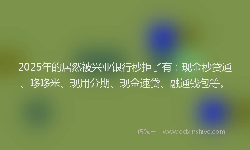 2025年的居然被兴业银行秒拒了有：现金秒贷通、哆哆米、现用分期、现金速贷、融通钱包等。