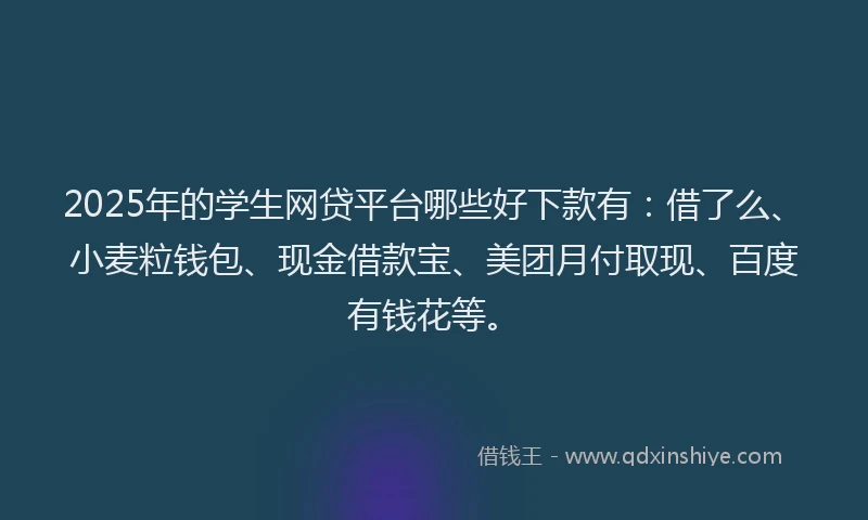 2025年的学生网贷平台哪些好下款有：借了么、小麦粒钱包、现金借款宝、美团月付取现、百度有钱花等。
