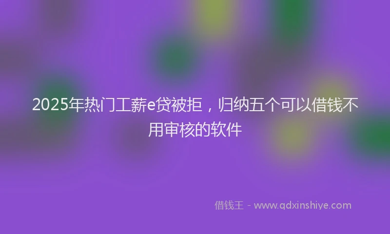 2025年热门工薪e贷被拒，归纳五个可以借钱不用审核的软件