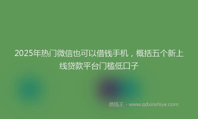 2025年热门微信也可以借钱手机，概括五个新上线贷款平台门槛低口子