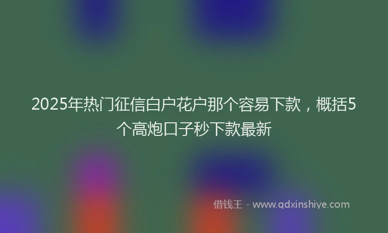 2025年热门征信白户花户那个容易下款，概括5个高炮口子秒下款最新