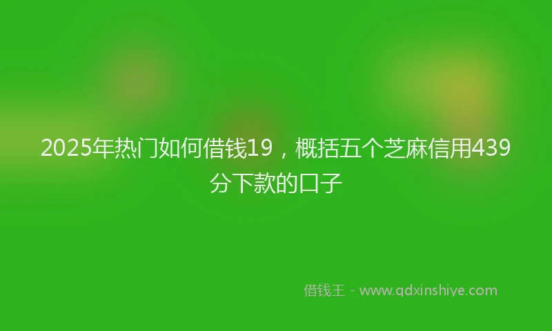 2025年热门如何借钱19，概括五个芝麻信用439分下款的口子