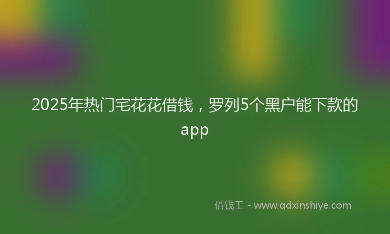 2025年热门宅花花借钱，罗列5个黑户能下款的app