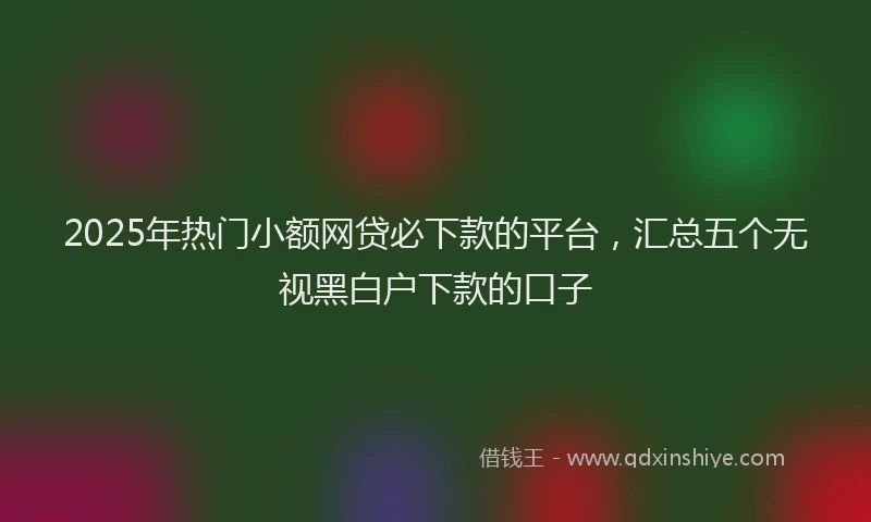 2025年热门小额网贷必下款的平台，汇总五个无视黑白户下款的口子
