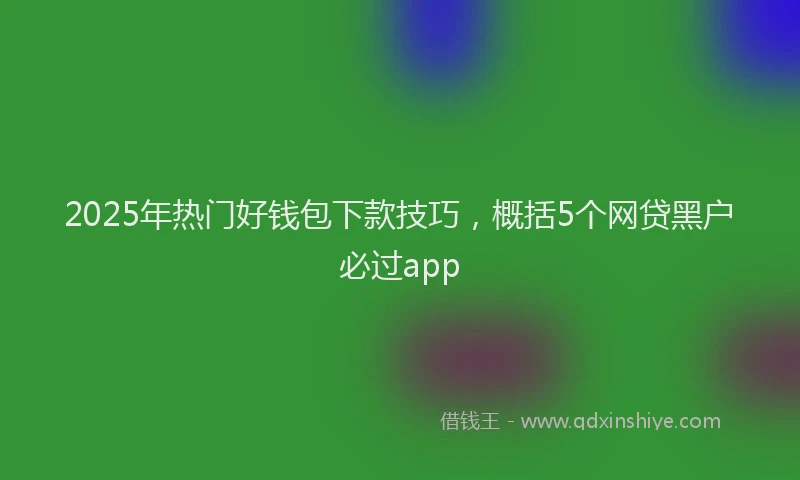 2025年热门好钱包下款技巧，概括5个网贷黑户必过app