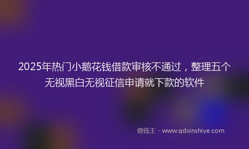 2025年热门小鹅花钱借款审核不通过，整理五个无视黑白无视征信申请就下款的软件