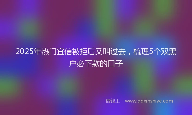 2025年热门宜信被拒后又叫过去，梳理5个双黑户必下款的口子