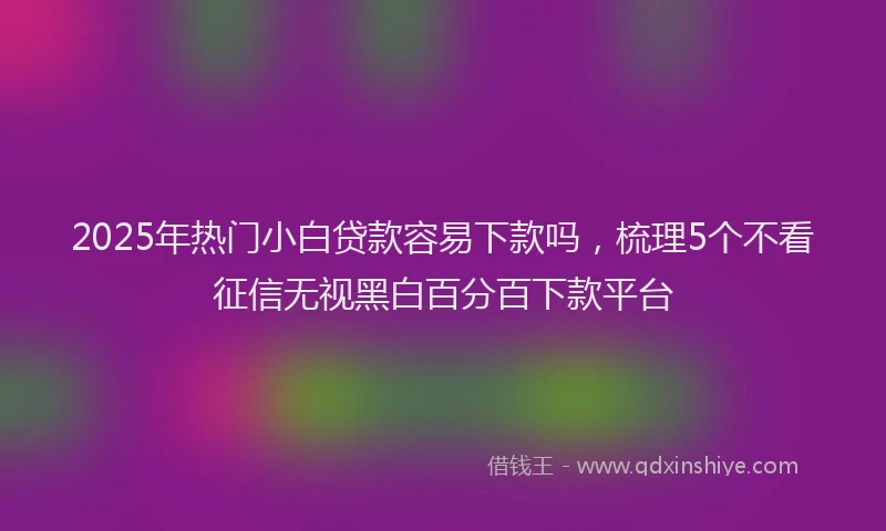 2025年热门小白贷款容易下款吗，梳理5个不看征信无视黑白百分百下款平台