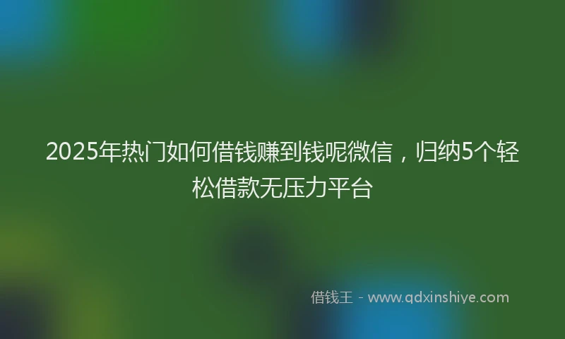 2025年热门如何借钱赚到钱呢微信，归纳5个轻松借款无压力平台