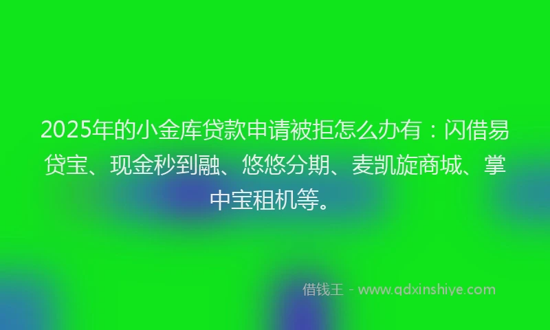 2025年的小金库贷款申请被拒怎么办有：闪借易贷宝、现金秒到融、悠悠分期、麦凯旋商城、掌中宝租机等。