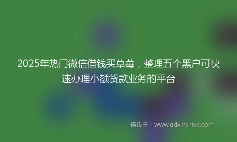 2025年热门微信借钱买草莓，整理五个黑户可快速办理小额贷款业务的平台