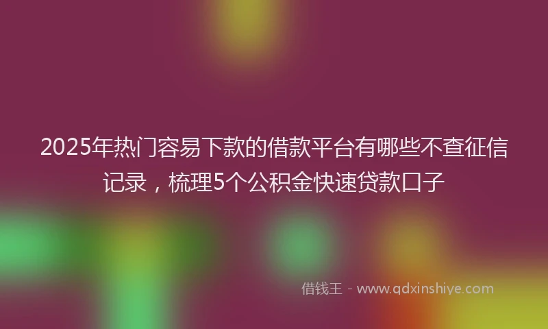 2025年热门容易下款的借款平台有哪些不查征信记录，梳理5个公积金快速贷款口子