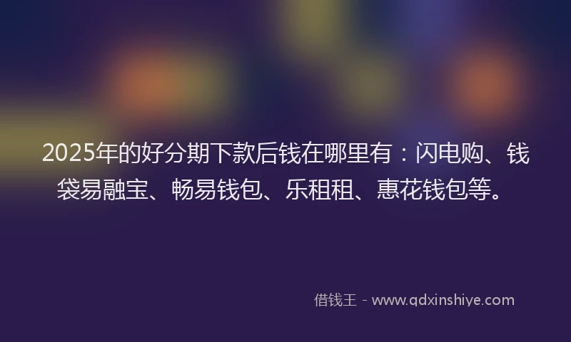 2025年的好分期下款后钱在哪里有：闪电购、钱袋易融宝、畅易钱包、乐租租、惠花钱包等。