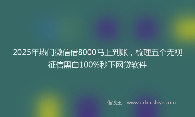 2025年热门微信借8000马上到账，梳理五个无视征信黑白100%秒下网贷软件