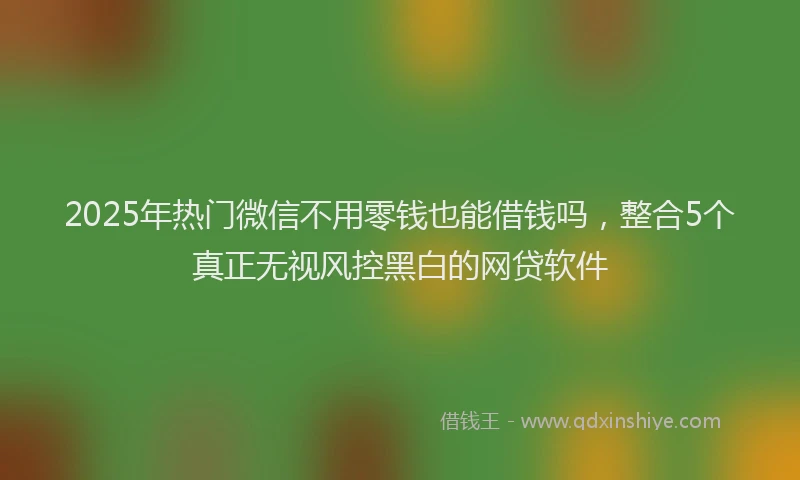 2025年热门微信不用零钱也能借钱吗，整合5个真正无视风控黑白的网贷软件