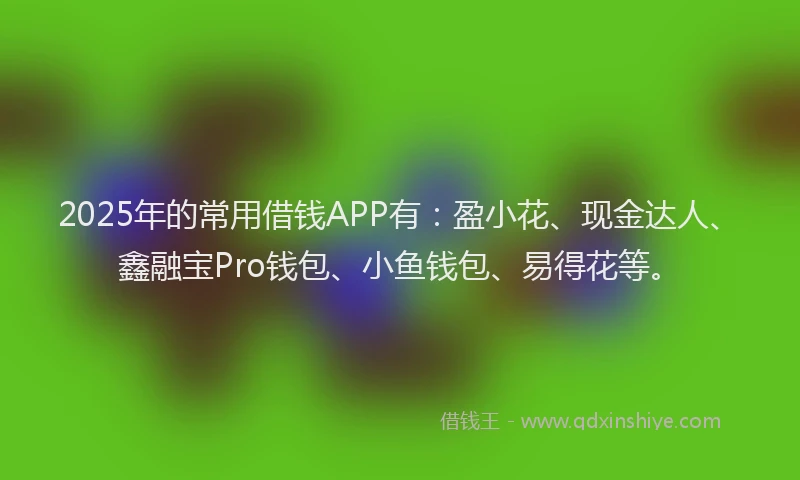 2025年的常用借钱APP有:盈小花、现金达人、鑫融宝Pro钱包、小鱼钱包、易得花等。