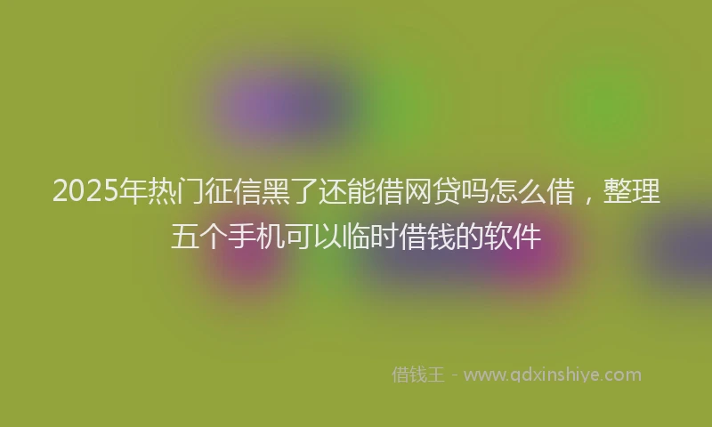 2025年热门征信黑了还能借网贷吗怎么借，整理五个手机可以临时借钱的软件