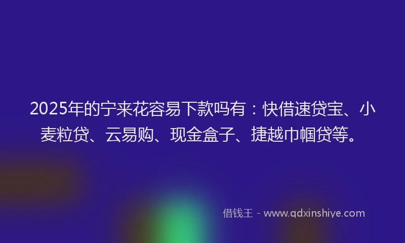 2025年的宁来花容易下款吗有：快借速贷宝、小麦粒贷、云易购、现金盒子、捷越巾帼贷等。