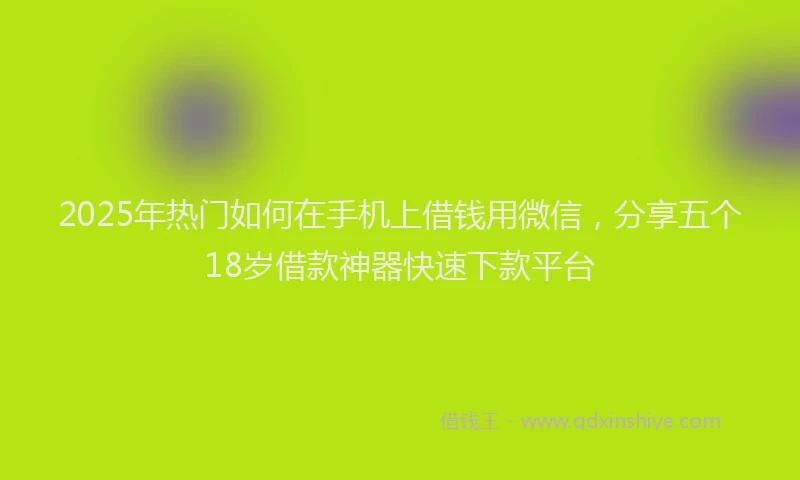2025年热门如何在手机上借钱用微信，分享五个18岁借款神器快速下款平台