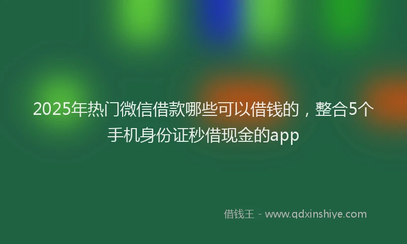 2025年热门微信借款哪些可以借钱的，整合5个手机身份证秒借现金的app