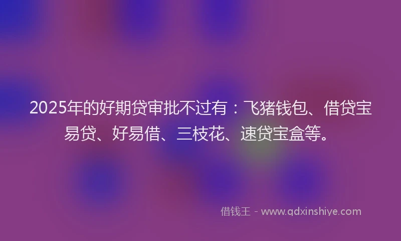2025年的好期贷审批不过有：飞猪钱包、借贷宝易贷、好易借、三枝花、速贷宝盒等。