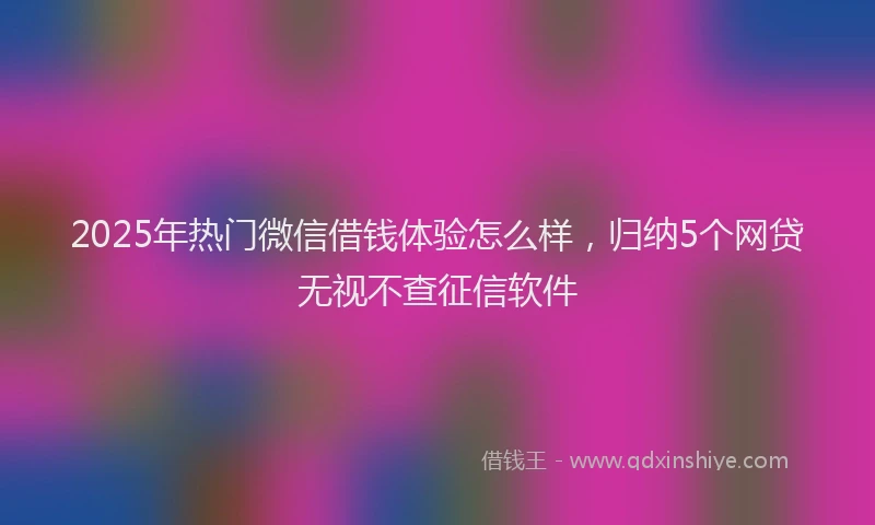 2025年热门微信借钱体验怎么样，归纳5个网贷无视不查征信软件