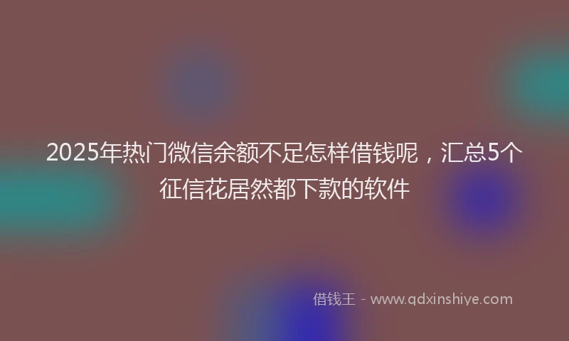 2025年热门微信余额不足怎样借钱呢，汇总5个征信花居然都下款的软件