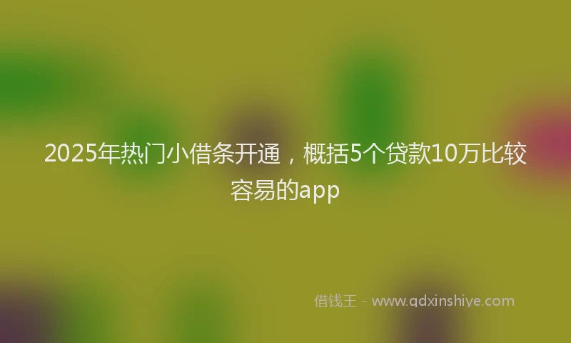 2025年热门小借条开通，概括5个贷款10万比较容易的app