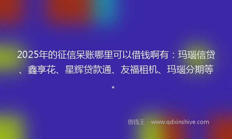 2025年的征信呆账哪里可以借钱啊有：玛瑙信贷、鑫享花、星辉贷款通、友福租机、玛瑙分期等。