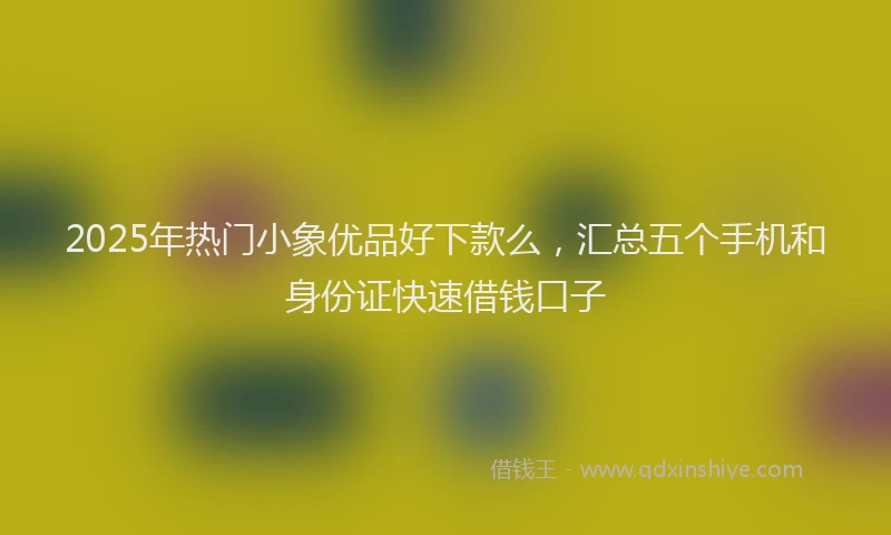 2025年热门小象优品好下款么，汇总五个手机和身份证快速借钱口子