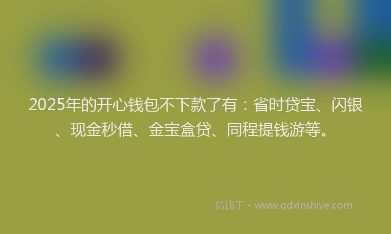 2025年的开心钱包不下款了有：省时贷宝、闪银、现金秒借、金宝盒贷、同程提钱游等。