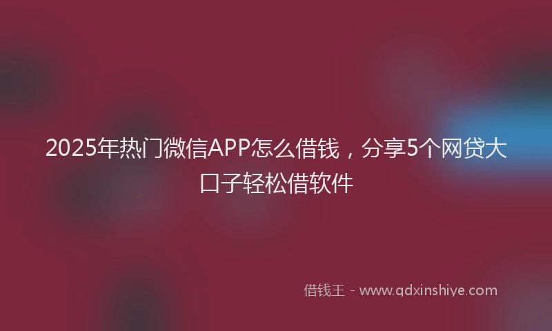 2025年热门微信APP怎么借钱，分享5个网贷大口子轻松借软件