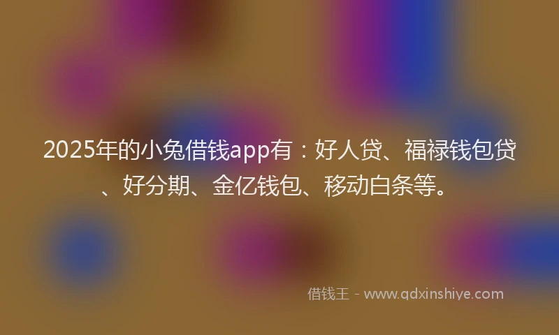 2025年的小兔借钱app有：好人贷、福禄钱包贷、好分期、金亿钱包、移动白条等。