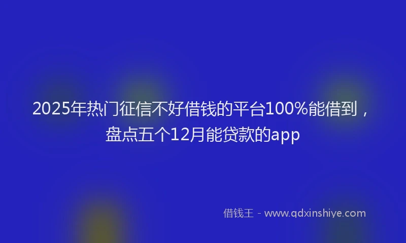 2025年热门征信不好借钱的平台100%能借到，盘点五个12月能贷款的app